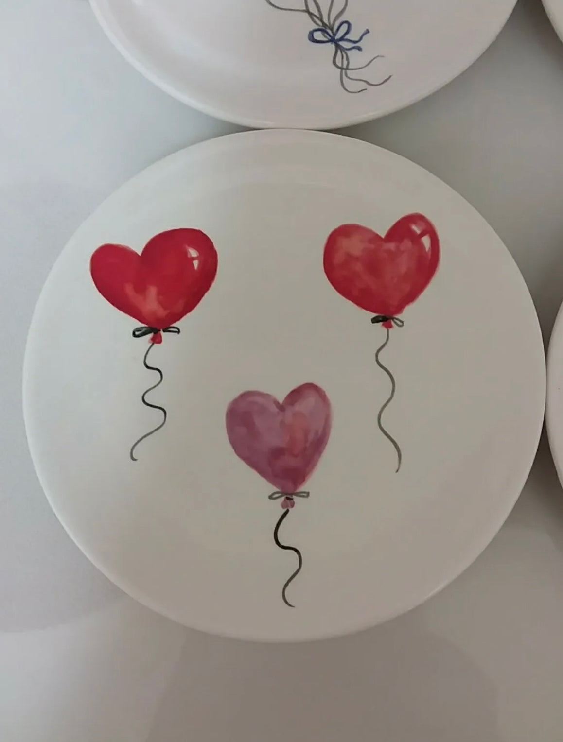 Set of 4 Maxcera 6" Appetizer Dessert Plates Pink Hearts Balloon  Love Design