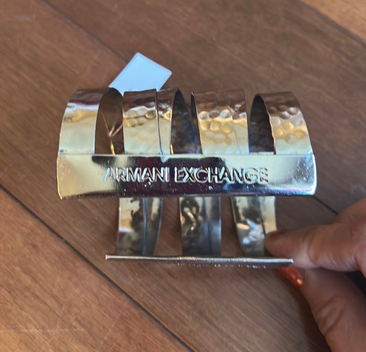 Armani Exchange Hand Cuff Silver Bangle New Silver Hammered Look￼