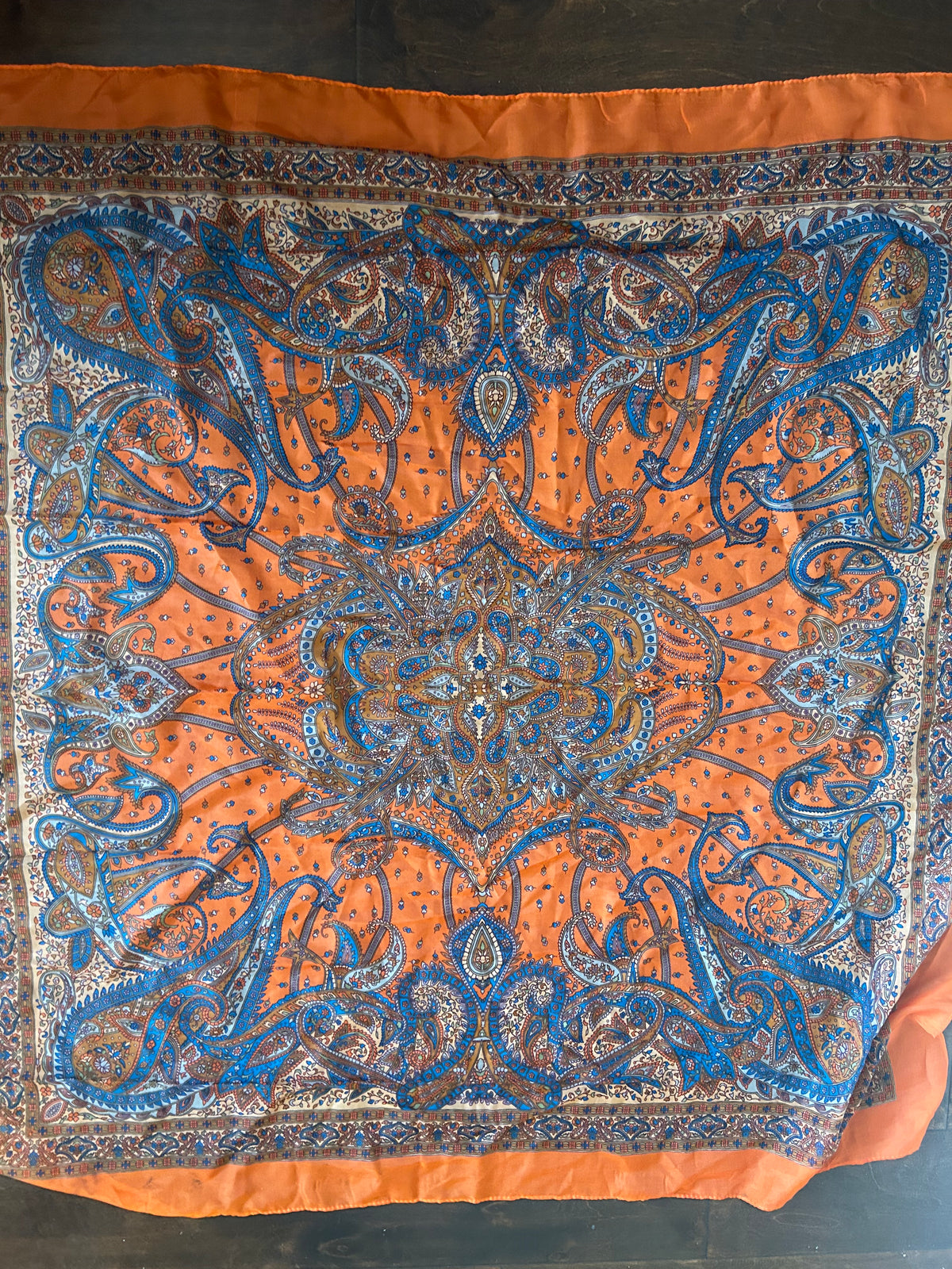 New Women’s Scarf Orange Multicolor Floral Paisely Square
