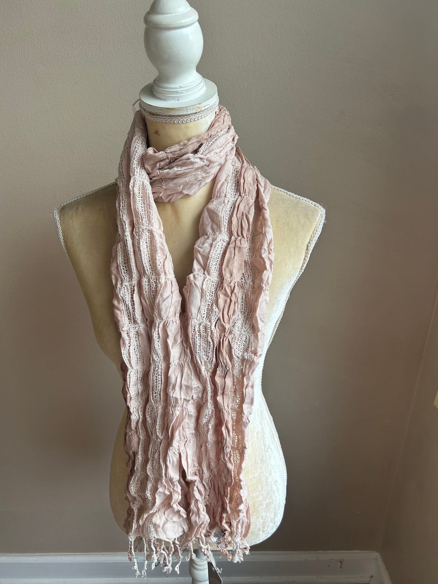 BDG Women’s Scarf New Two Toned Nude Lace Accents Fringed 5000-3100