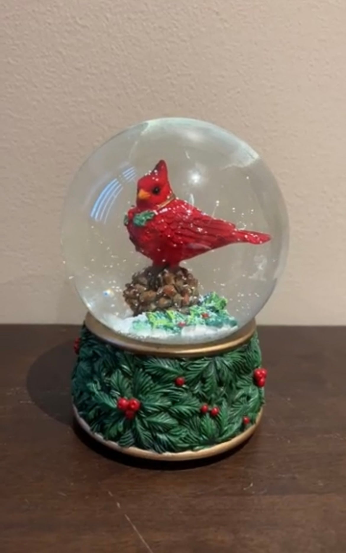 Martha Stewart Red Cardinal Snow globe Musical New Christmas Holiday