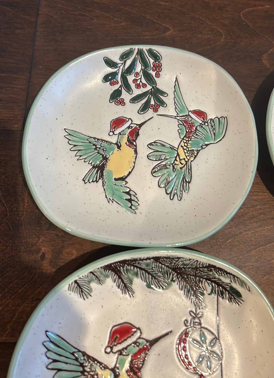 ELI + ANA HOLIDAY HUMMINGBIRD Appetizer Plates Set of 4 New Christmas Candy Cane