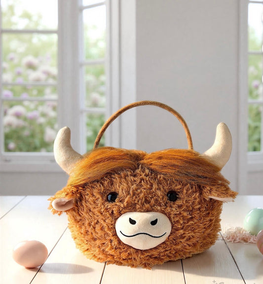Way To Celebrate Easter Basket Cow  New Faux Fur