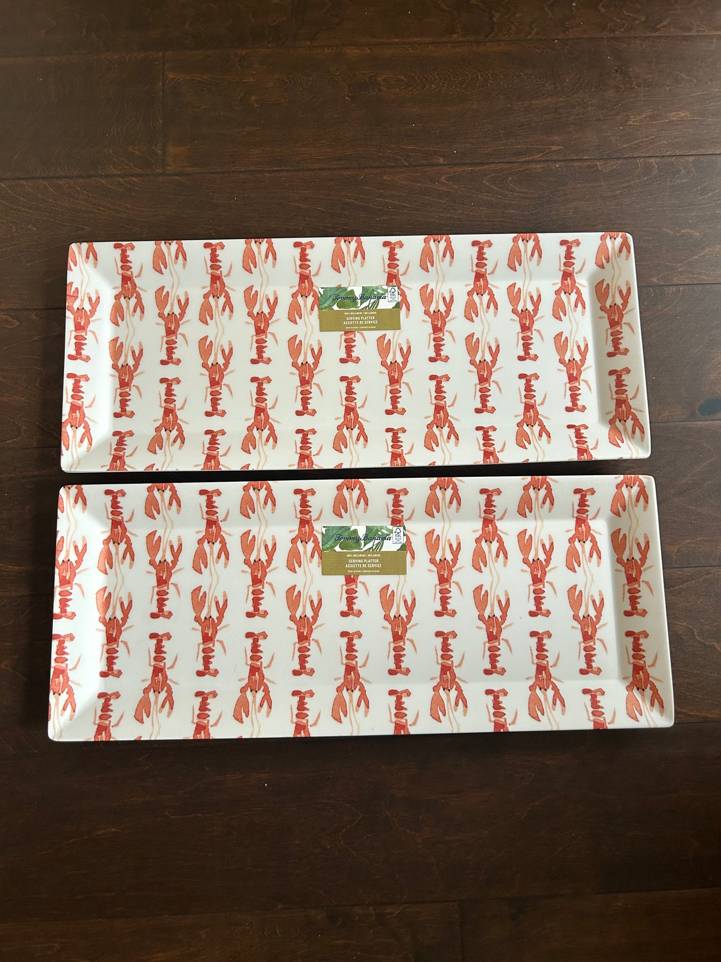 Set Of 2 Tommy Bahama Lobster Melamine Platter New 19”x7.5”