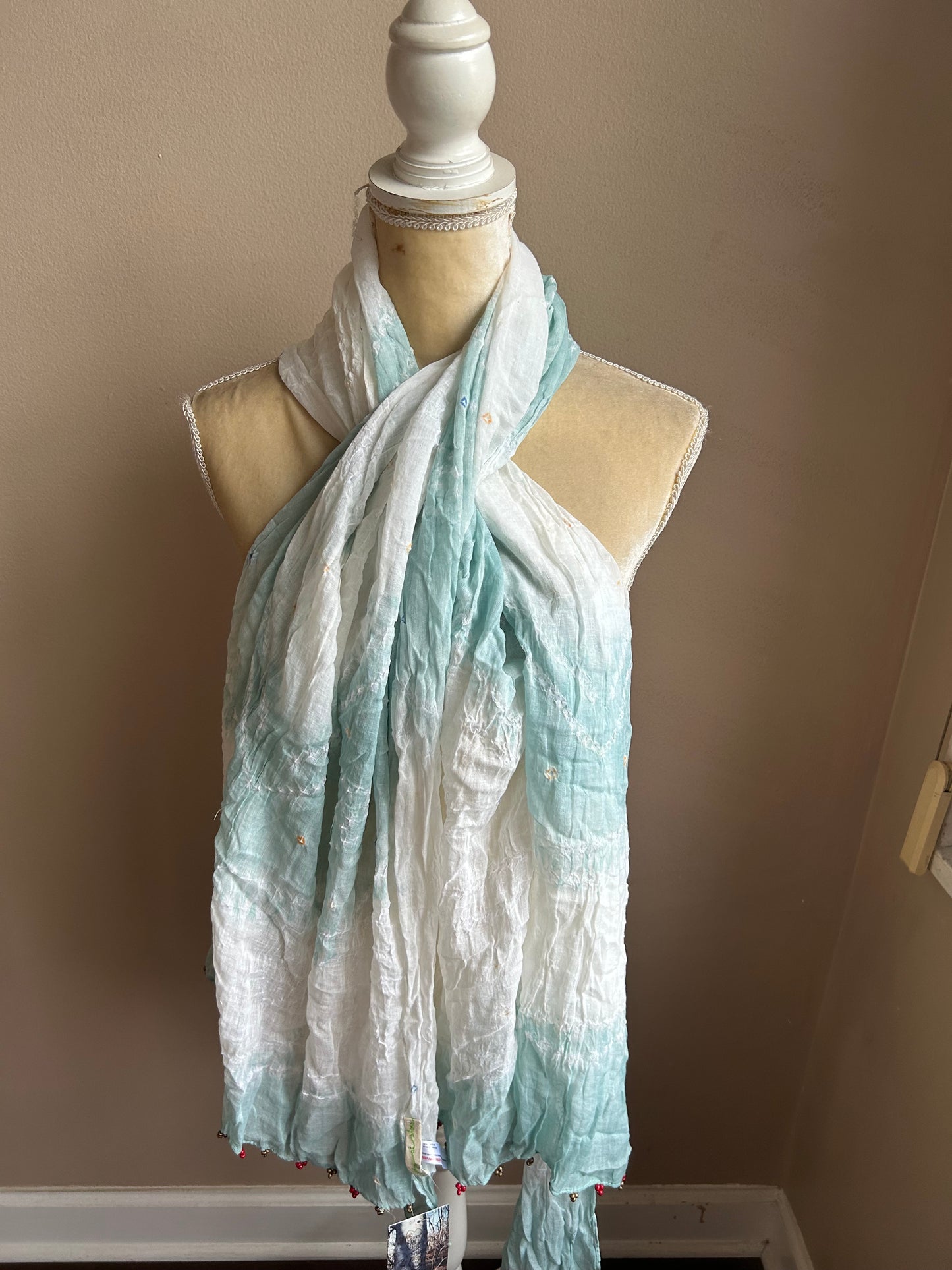 Womens Scarf Multicolor Tye Dye Bandini Cotton Edges New 5000-3102