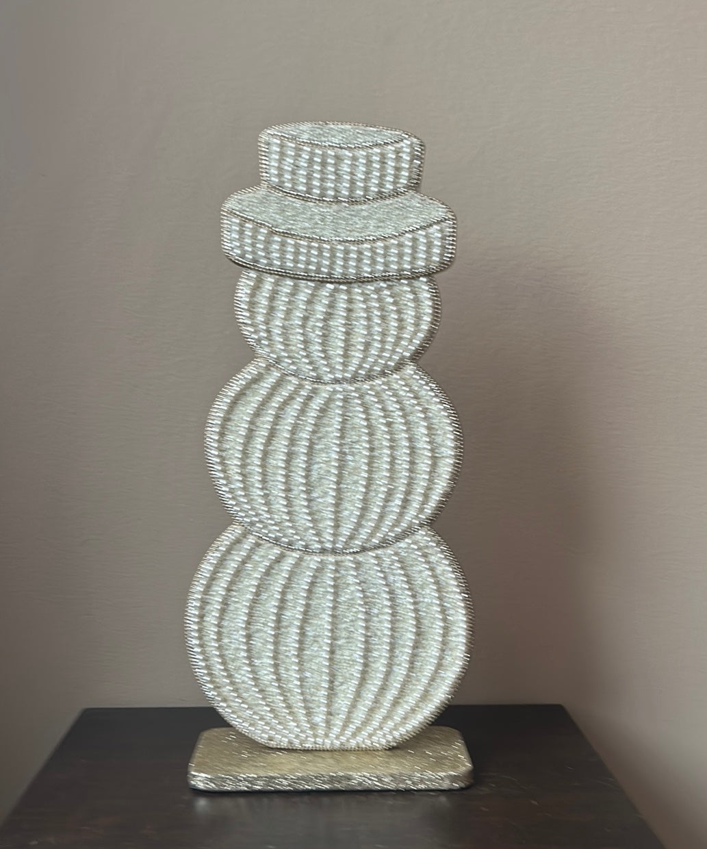 New Beaded Snowman Figurine Christmas Large Pearls