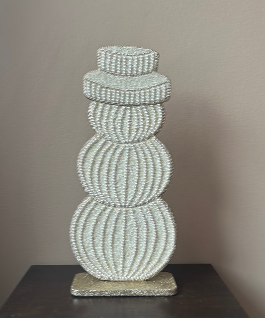 New Beaded Snowman Figurine Christmas Large Pearls