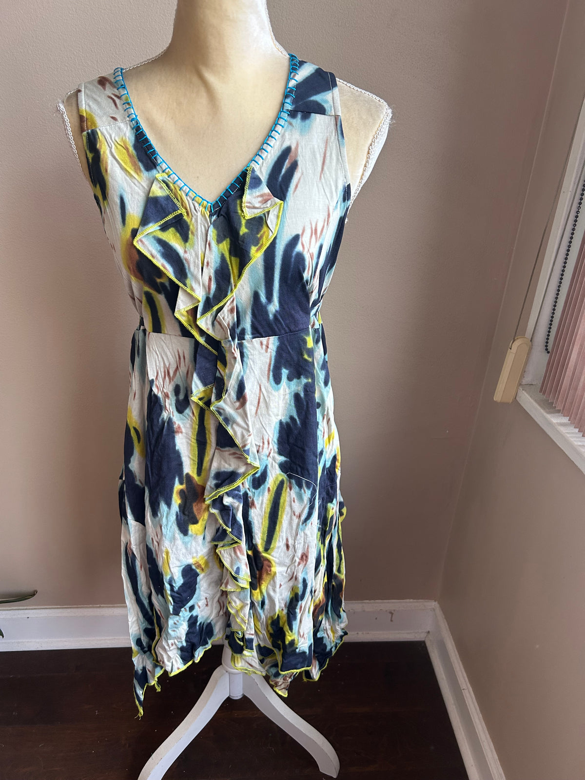 Mystery Women’s Tye Dye Dress Sz M Cotton Viscose New 5003