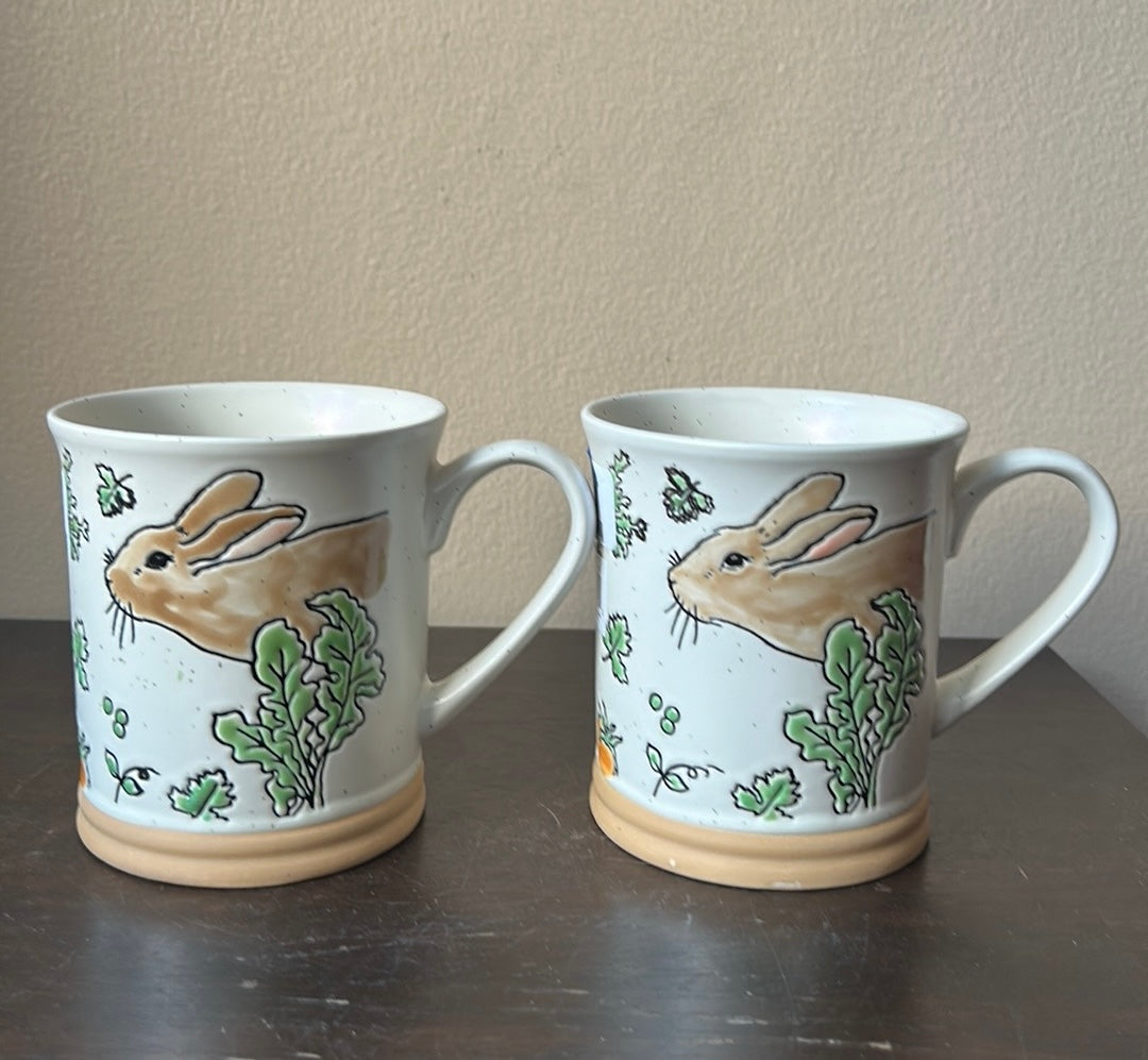 Eli & Ana Set Of 2 Easter Coffee Yea Mugs Cups New 18 Oz Bunny Carrot