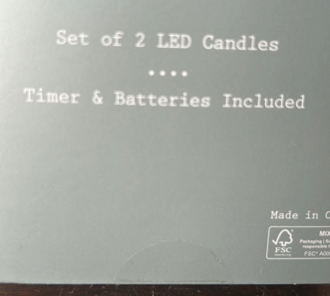 Tinsel & Fir Flameless Taper Candles 2 Pcs LED Christmas Tree Silver with Timer