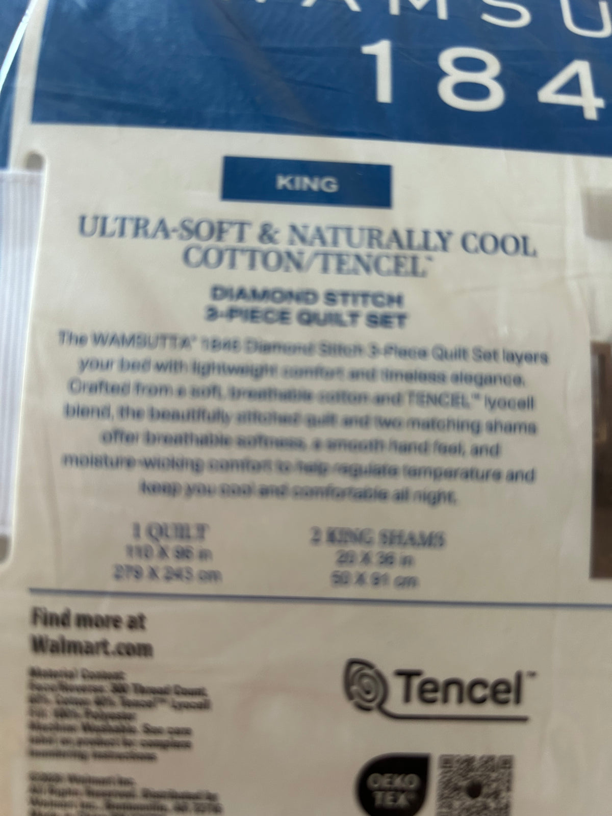 New Wamsutta 1846 King Quilt 3 pc Set White covertlet bedspread  Diamond Stitch