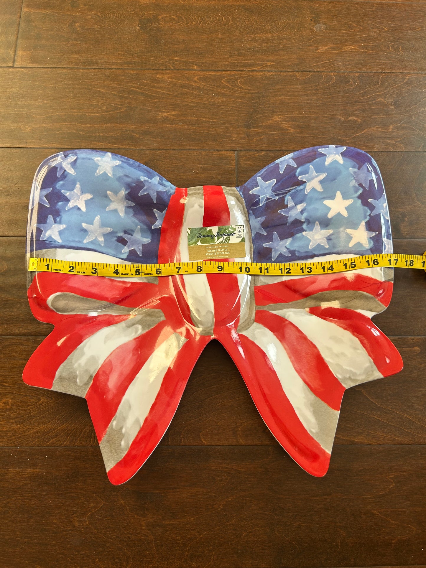 Tommy Bahama Americana Platter Star Stripes Bow Shape Melamine New