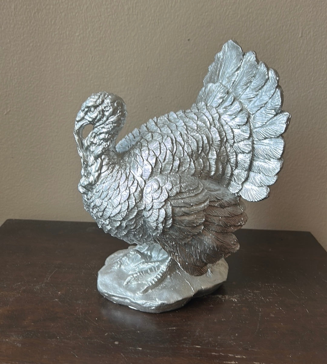 Martha Stewart Turkey Thanksgiving Fall Figurine New 9” Tall Silver NWOT