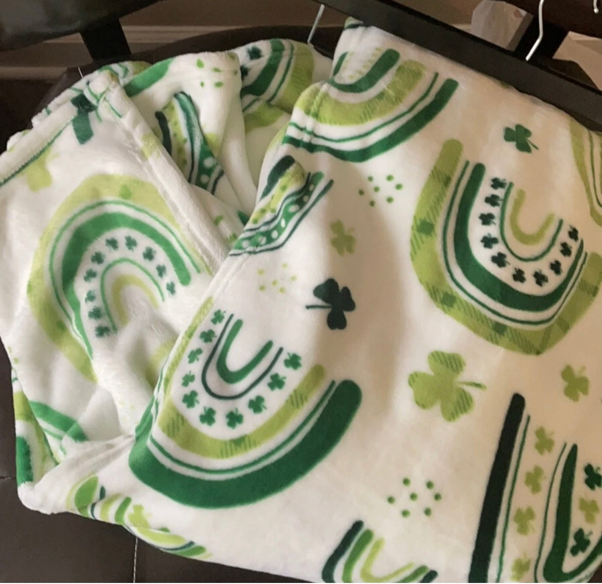 Max Studio Thro Blanket 60”x70” Irish st Patrick’s Day Clover Plush Rainbow