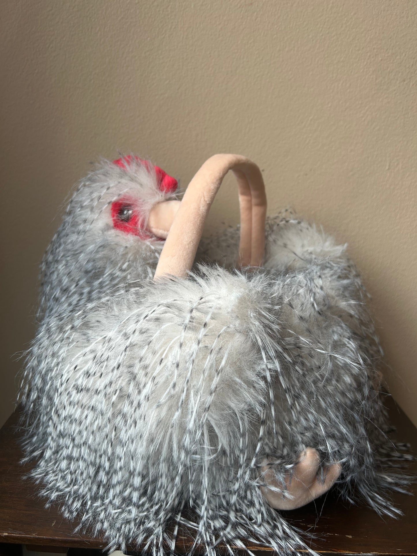 Way To Celebrate Easter Basket Rooster New Faux Feather Gray