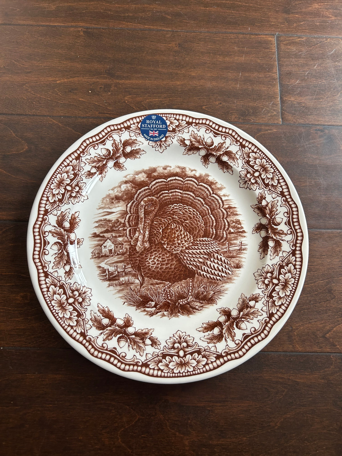 Royal Stafford Turkey Thanksgiving Dinner Plates Set of 4 Brown Woodland