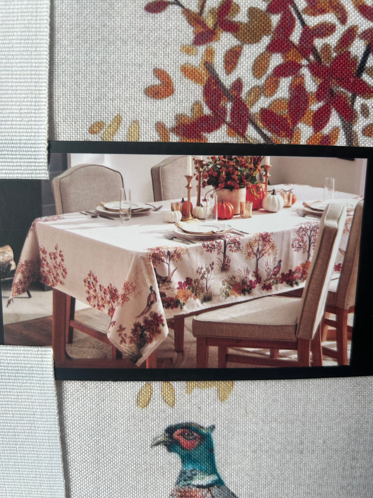 Tahari Tablecloth 60”x104” Pumpkin Fall Florals  Thanksgiving Turkey New