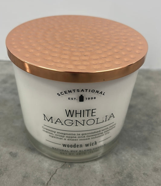 Scentsational White Magnolia Candle Glass Jar 26oz Soy Blend New Woodwick