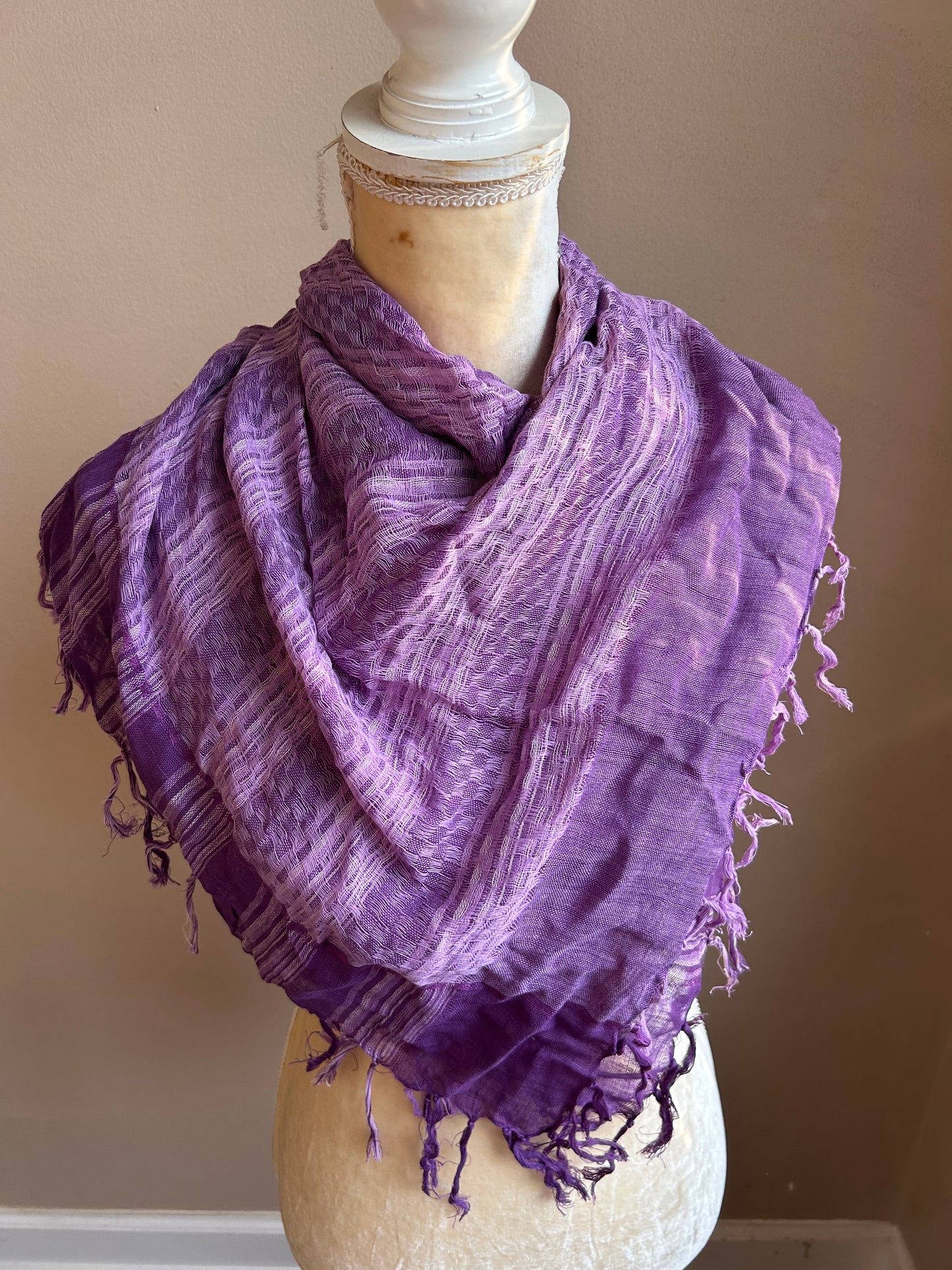New Womens Scarf Square Purple Printed Multicolor Fringed  5000-3102