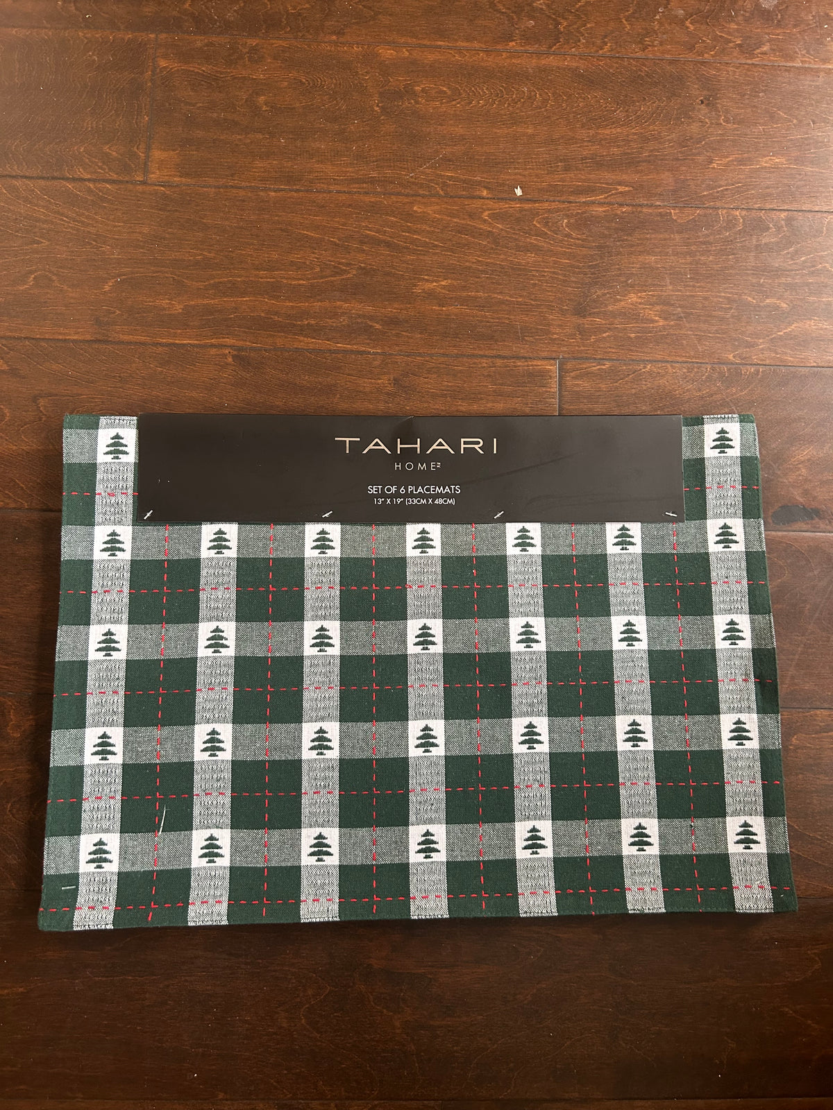 Tahari Set Of 6 Placemats New Christmas Trees Plaid