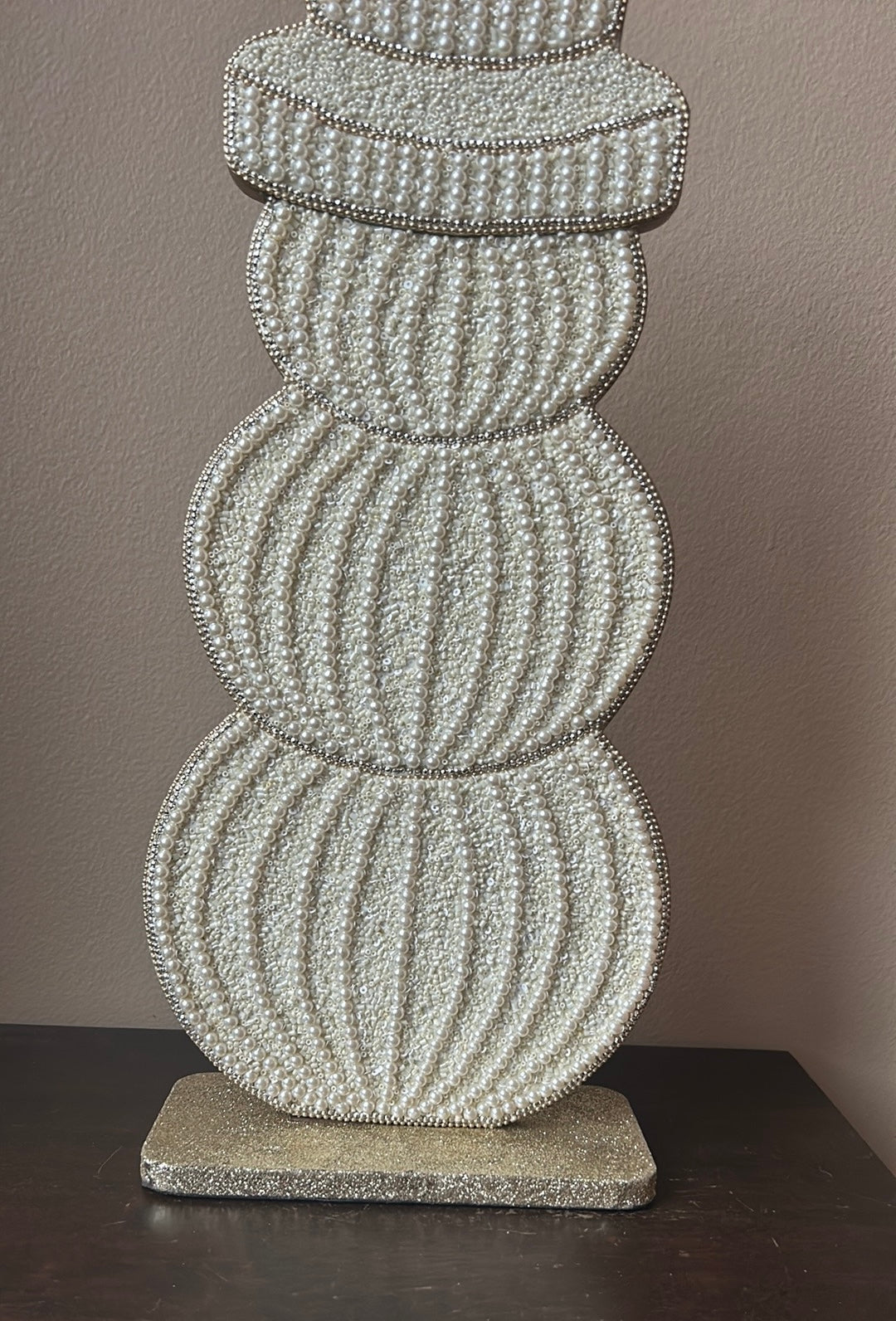 New Beaded Snowman Figurine Christmas Large Pearls