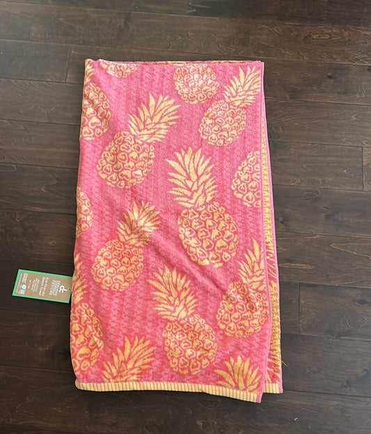 Deborah Connolly Designs Beach Towel Pineapple Print cotton Blend 36”x68” New
