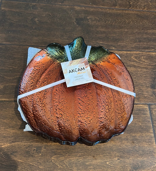 Akcam Set Of 4 Plates Glass Pumpkin Shaped Appetizer Orange