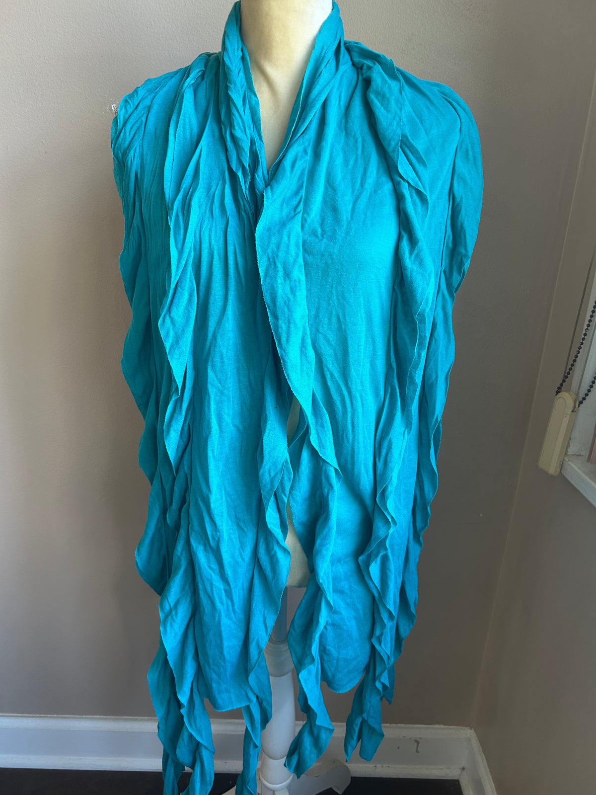 New Womens Turquoise Blue Scarf With Ruffle Trims New 5001-3102