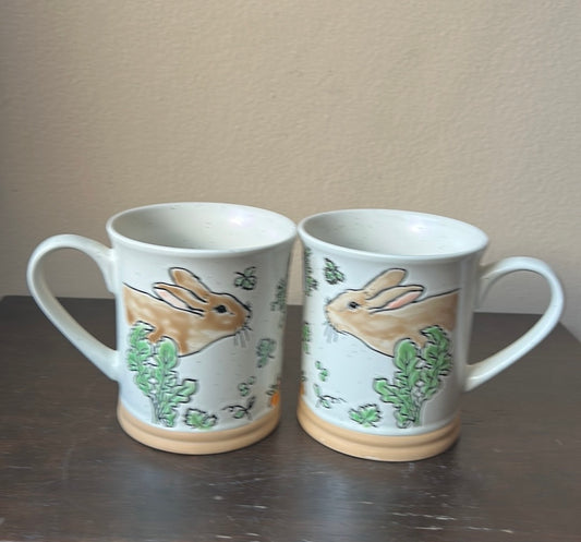 Eli & Ana Set Of 2 Easter Coffee Yea Mugs Cups New 18 Oz Bunny Carrot