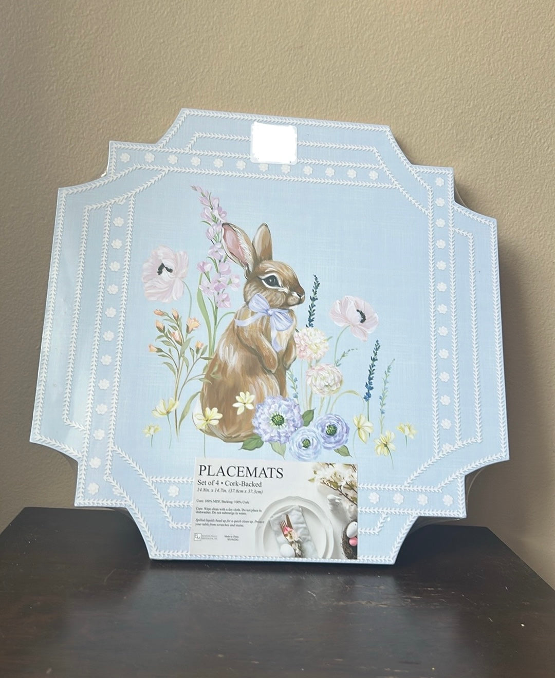 Benson Mills Set Of 4 Cork Placemats New Easter Bunny Spring Floral