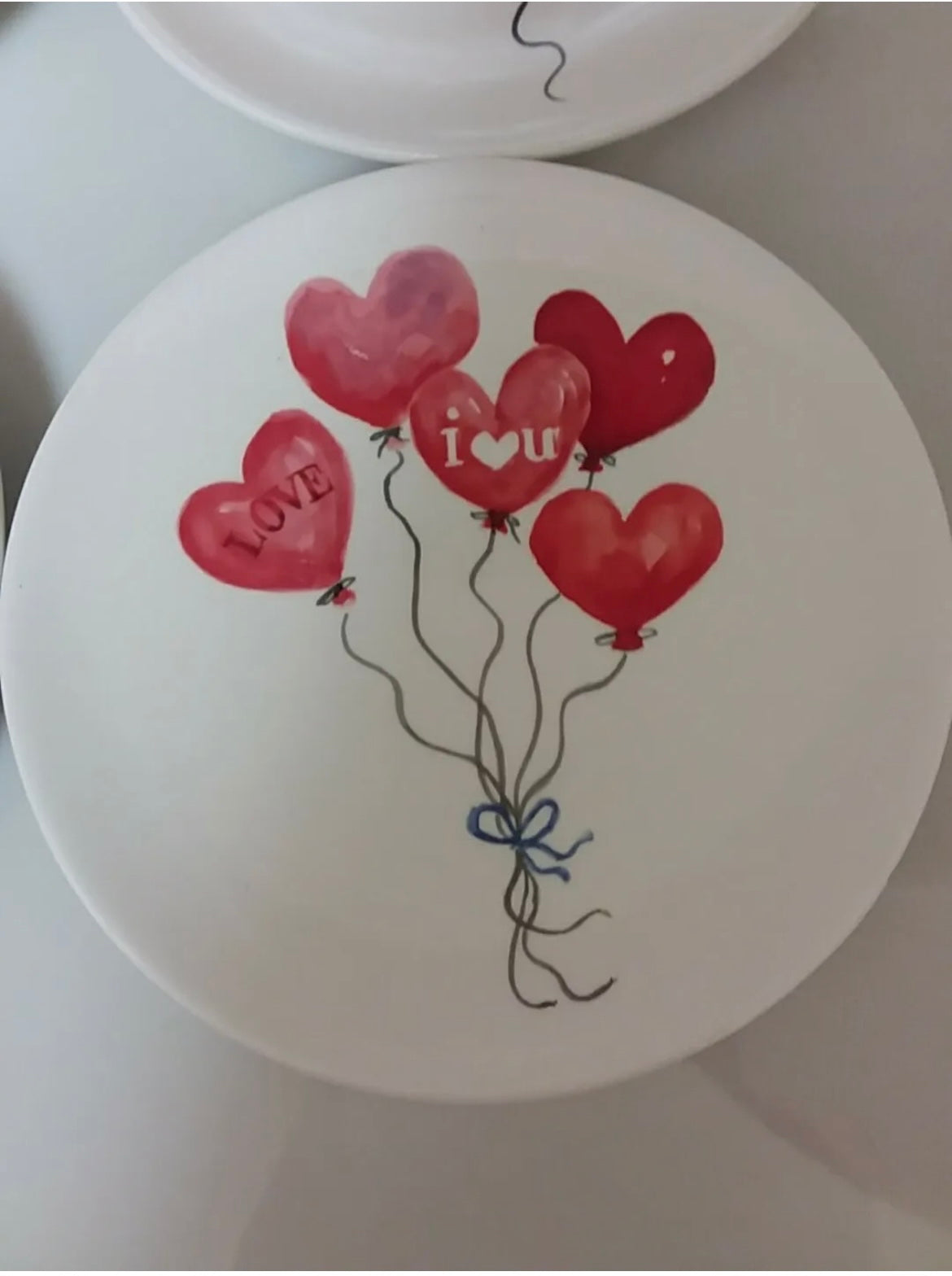 Set of 4 Maxcera 6" Appetizer Dessert Plates Pink Hearts Balloon  Love Design