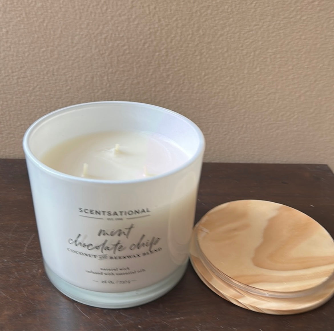 Scentsational Mint Chocolate Chip Scented Candle Large 26 Oz Coconut Wax New