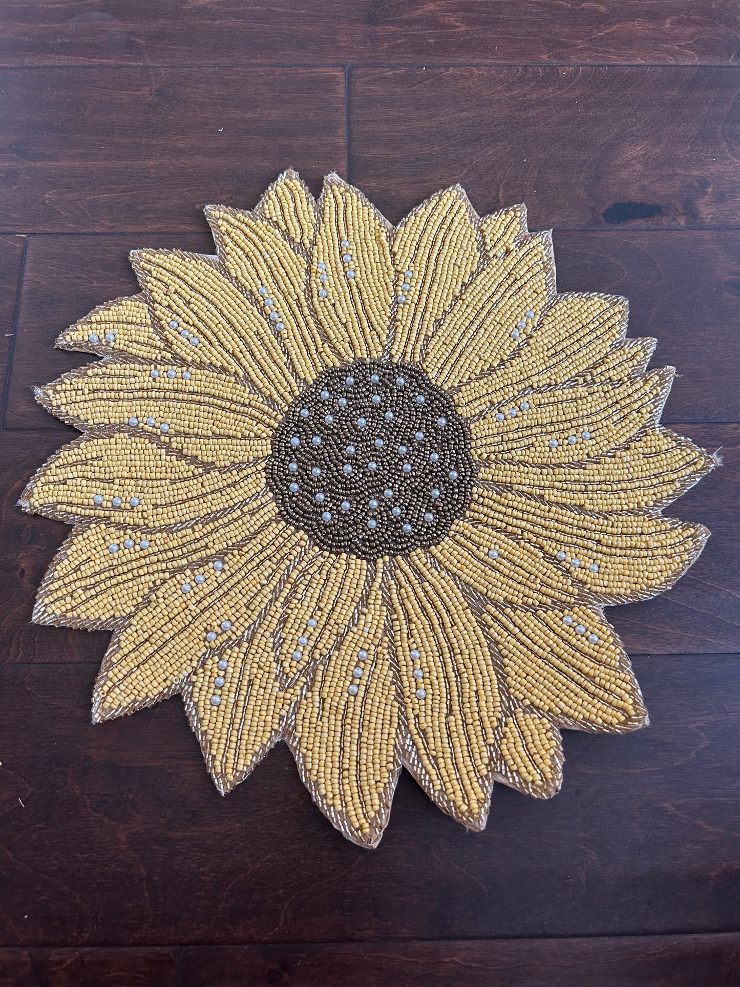 2 Cynthia Rowley Beaded Sunflower Charger New Fall Decor Placemat