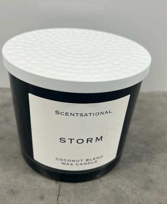 Scentsational Storm  Candle Large Glass Jar 26oz 3 Wicks Coconut Wax Blend