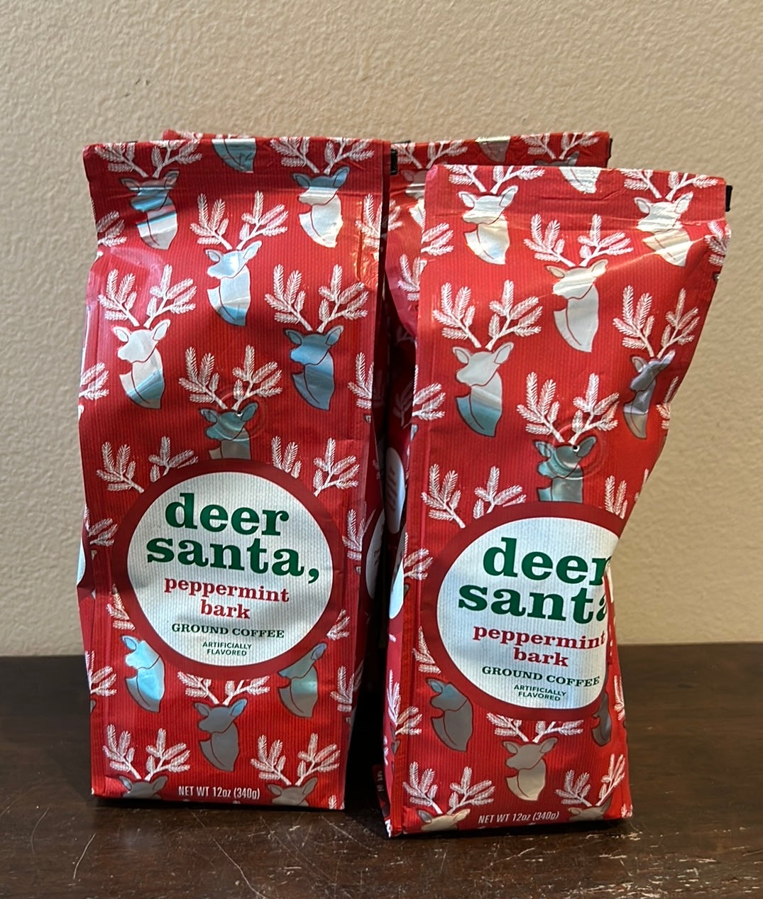 Dear Santa Peppermint Bark Ground Coffee 4 Bags - 12 Oz Each Exp 10/24