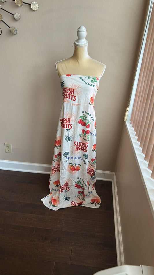 Paper Heart Womens Spring Summer  Dress Fruits Palm Trees New Strapless