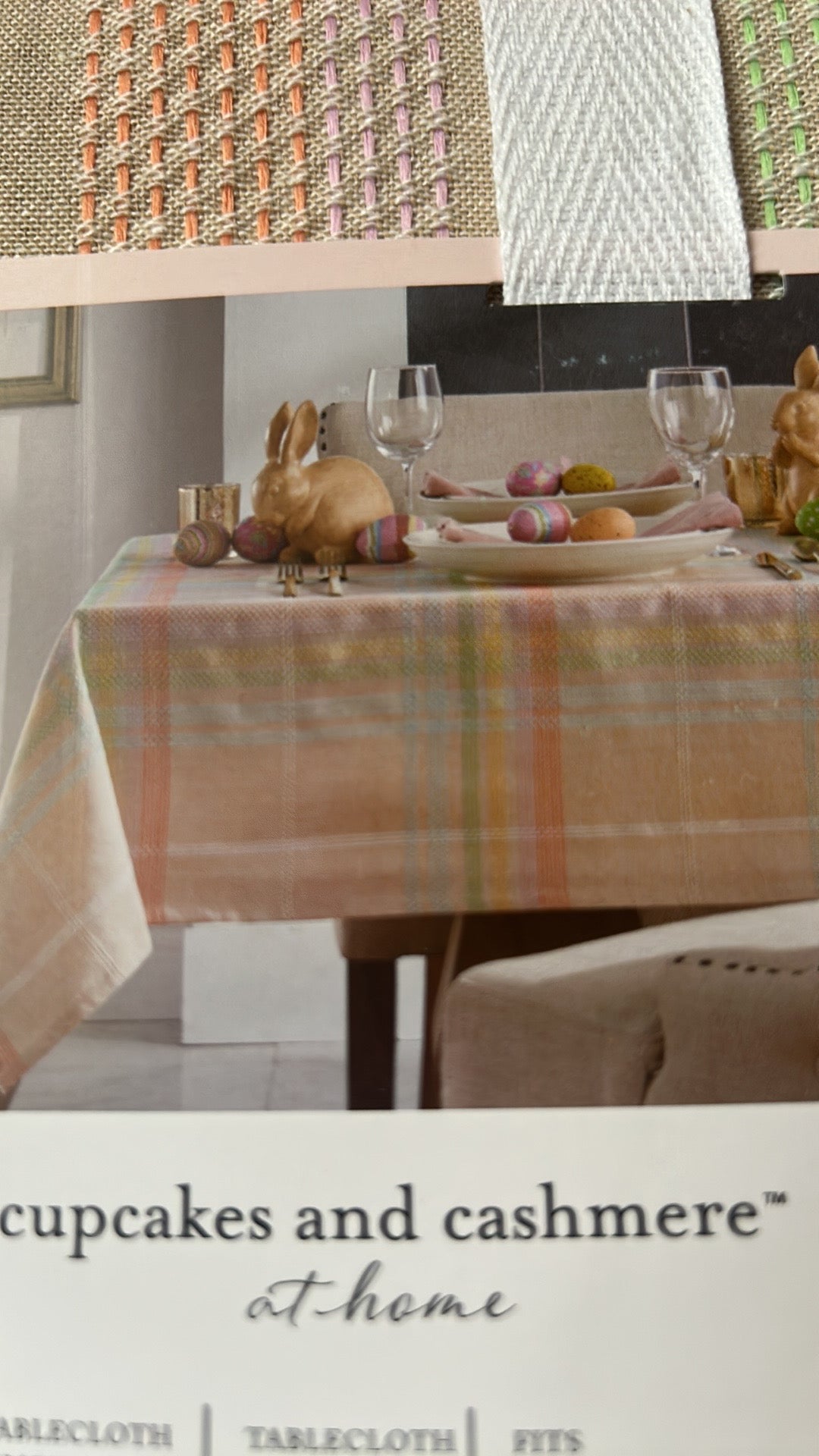 Cupcakes & Cashmere Tablecloth Easter Plaid Pastel Stitch Design  New