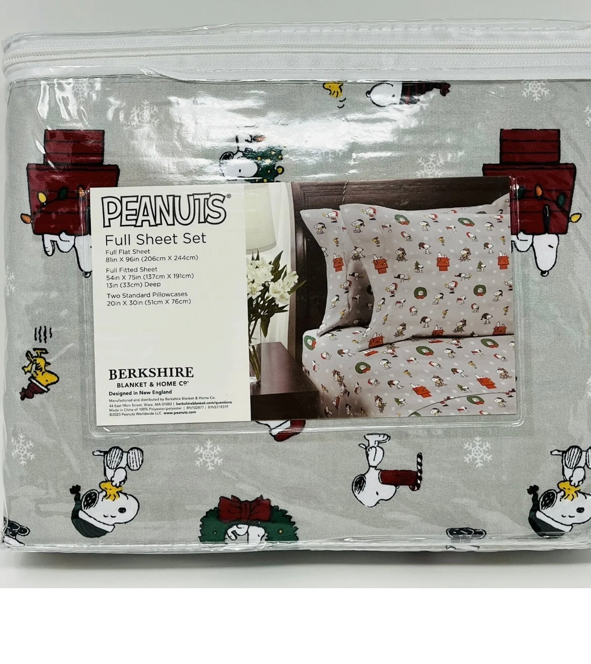 PEANUTS Snoopy Woodstock Christmas FULL SHEETS SET Santa Hat Wreath Lights Tree