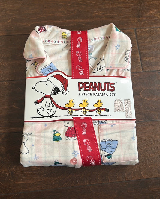 Munki Munki Snoopy Peanuts Pajama Gift Set Set Womens New Christmas Plaid