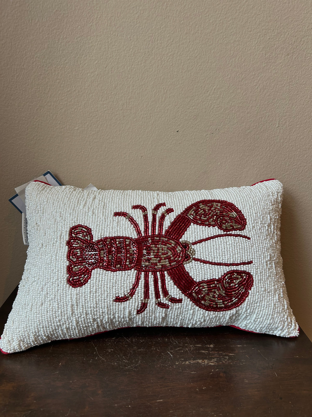 New Beaded Lobster Pillows Coastal Nautical Set Of 2