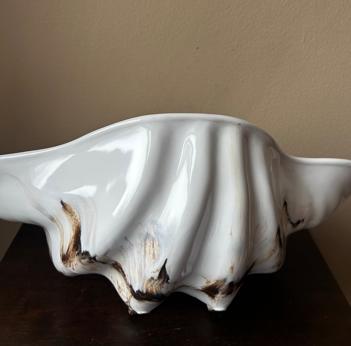 Sigrid Olsen Shell Shaped Bowl Rustic New Centerpiece Melamine 18”x12”