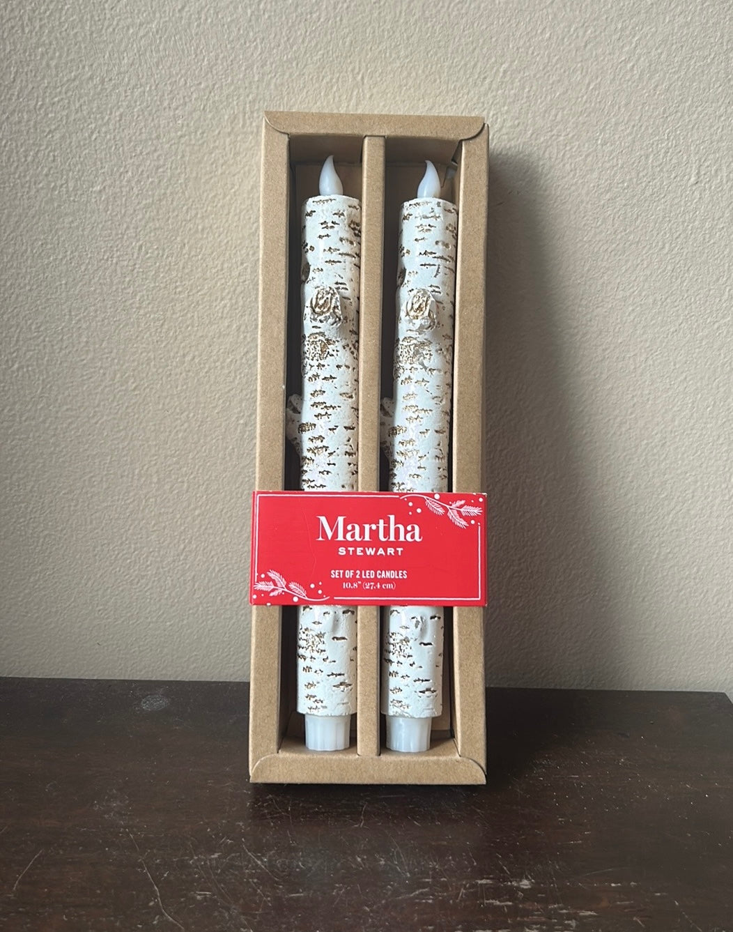 Martha Stewart Set Of 2 Flameless LED Candles Birch Tree Look