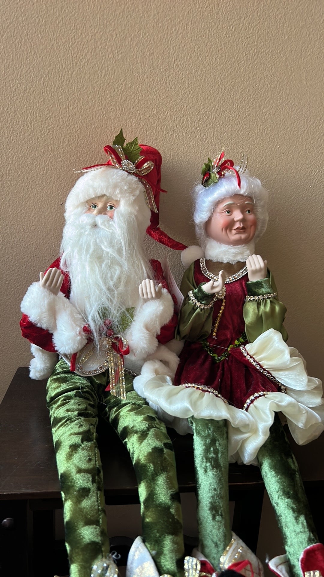 NWT MARTHA STEWART CHRISTMAS Mr & Mrs Claus Santa POSABLE DOLL Large