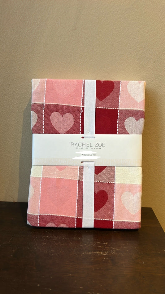 Rachel Zoe Valentines Day Hearts Plaid Tablecloth Farmhouse New