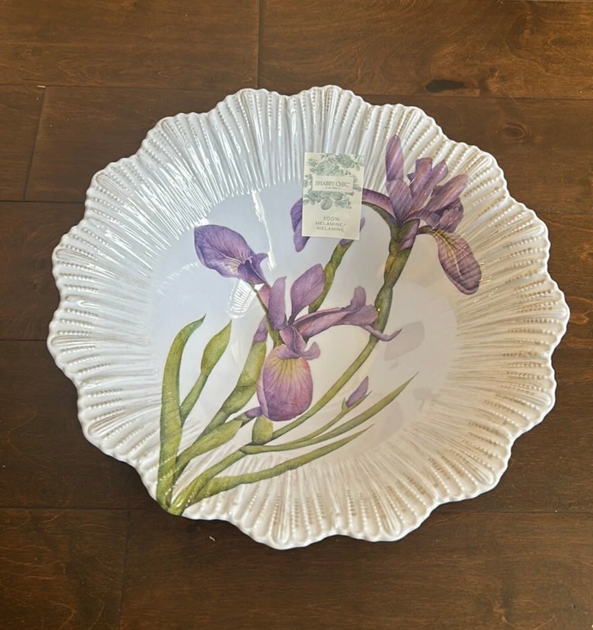 Shabby Chic Melamine Serving Bowl New Purple Iris