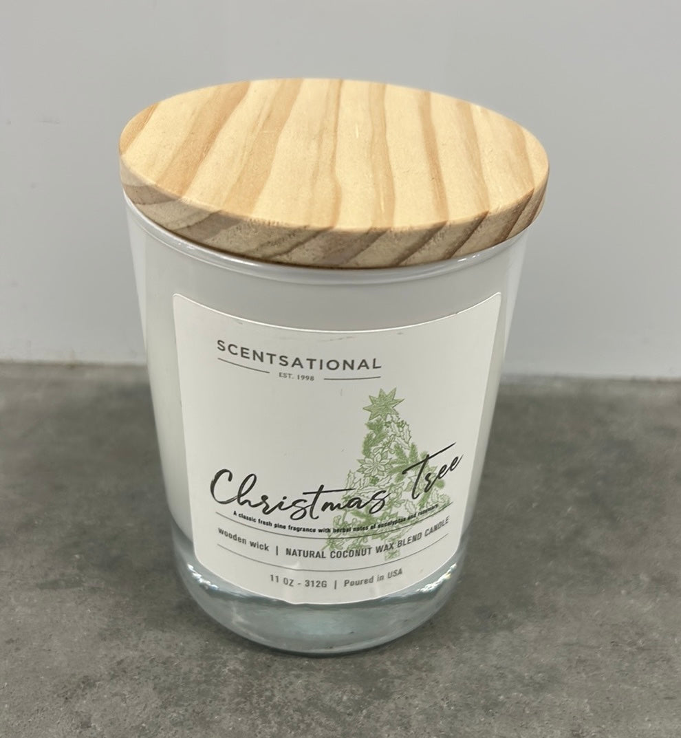 Scentsational Christmas Tree Candle  Glass Jar 11 Oz Coconut Wax WoodWick
