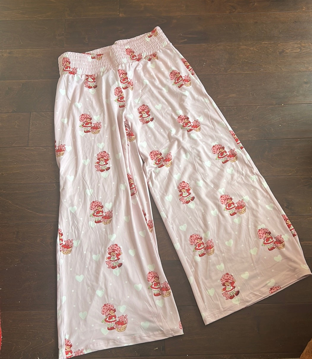 Munki Munki Women’s Pajama Pants Strawberry Shortcake New Valentines Hearts