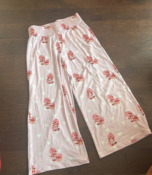 Munki Munki Women’s Pajama Pants Strawberry Shortcake New Valentines Hearts