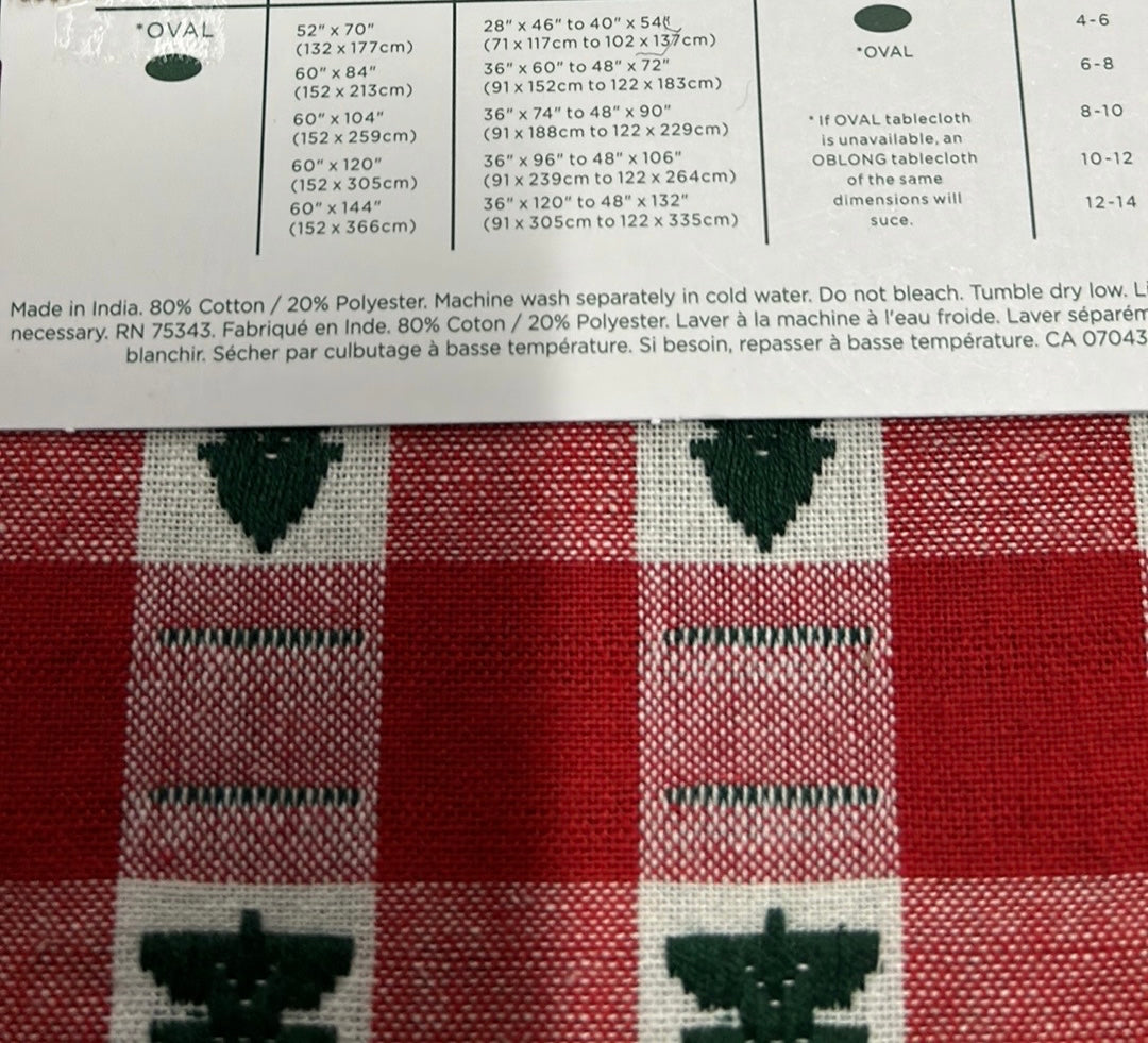 Farmhouse Rachel Ashwell Christmas Red Green Tablecloth Plaid 60”x84” Oblong