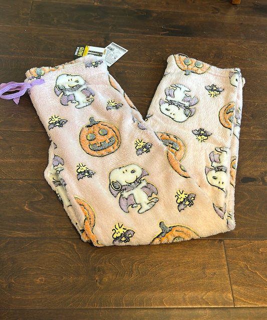 New Halloween Dracula Snoopy Pumpkin Plush Pajama Pants Glow In The Dark